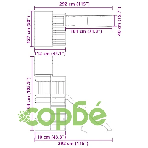 Комбинирано детско съоръжение за игра на открито, бор масив ➤ топ цена ➤ sorbe.bg