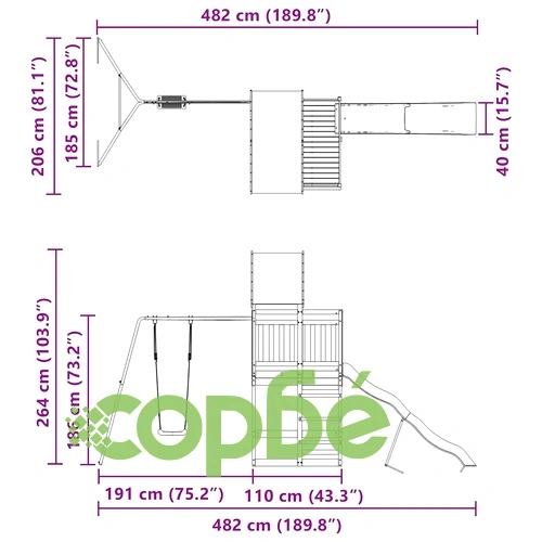 Комбинирано детско съоръжение за игра на открито, бор масив ➤ топ цена ➤ sorbe.bg