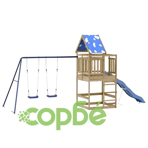 Комбинирано детско съоръжение за игра, импрегниран бор ➤ топ цена ➤ sorbe.bg