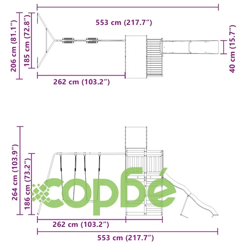 Комбинирано детско съоръжение за игра, импрегниран бор ➤ топ цена ➤ sorbe.bg