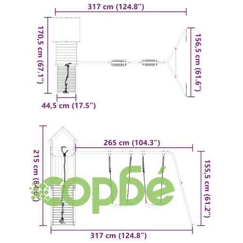Комбинирано детско съоръжение, масивна дугласка дървесина ➤ топ цена ➤ sorbe.bg