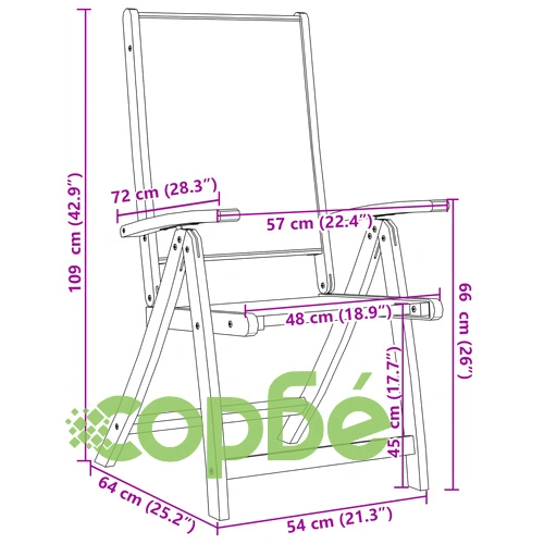 Сгъваеми градински столове, 4 бр, акация масив и textilene ➤ топ цена ➤ sorbe.bg