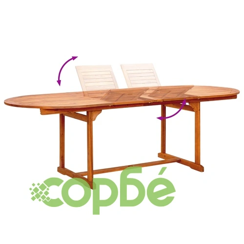 Градински трапезен комплект, 9 части, акация масив и textilene ➤ топ цена ➤ sorbe.bg