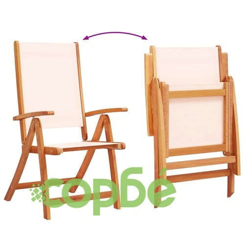 Градински трапезен комплект, 9 части, акация масив и textilene ➤ топ цена ➤ sorbe.bg