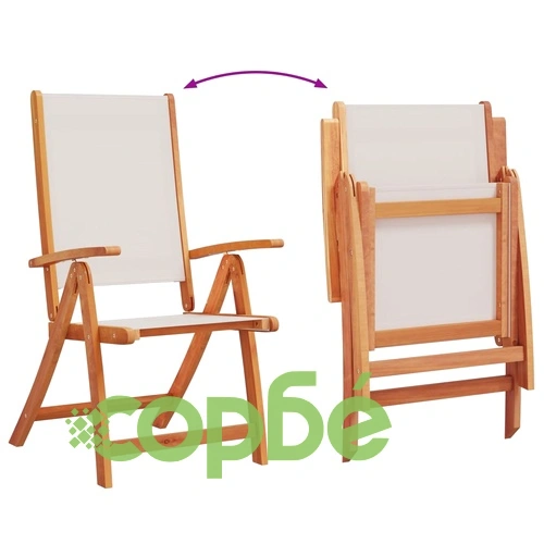 Градински трапезен комплект, 5 части, акация масив и textilene ➤ топ цена ➤ sorbe.bg