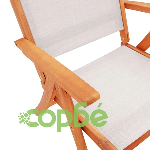 Градински трапезен комплект, 7 части, акация масив и textilene ➤ топ цена ➤ sorbe.bg