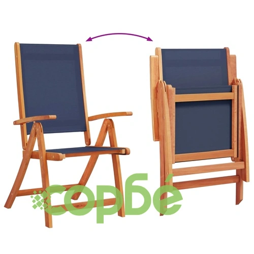 Градински трапезен комплект, 7 части, акация масив и textilene ➤ топ цена ➤ sorbe.bg