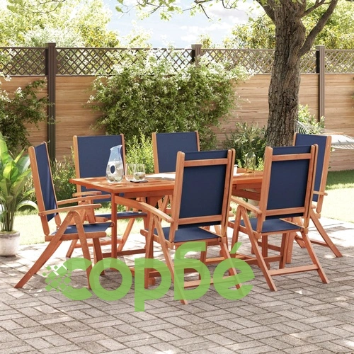 Градински трапезен комплект, 7 части, акация масив и textilene ➤ топ цена ➤ sorbe.bg