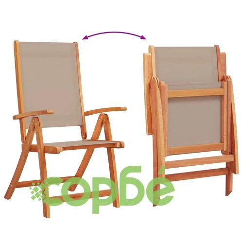 Градински трапезен комплект, 5 части, акация масив и textilene ➤ топ цена ➤ sorbe.bg