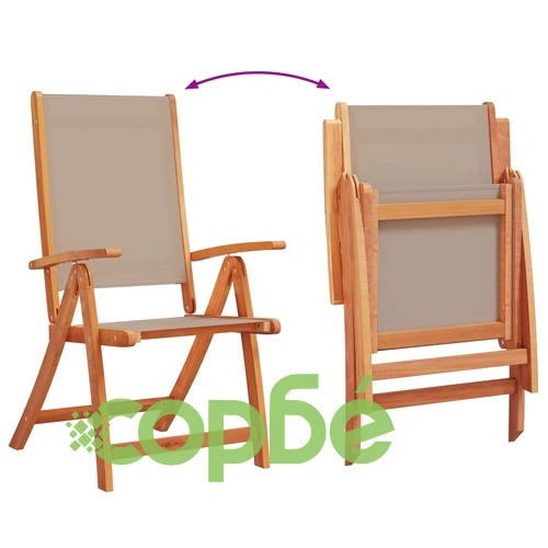 Градински трапезен комплект, 5 части, акация масив и textilene ➤ топ цена ➤ sorbe.bg