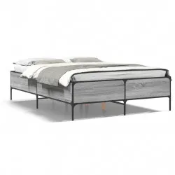 Рамка за легло, сив сонома, 160x200 см, инженерно дърво и метал