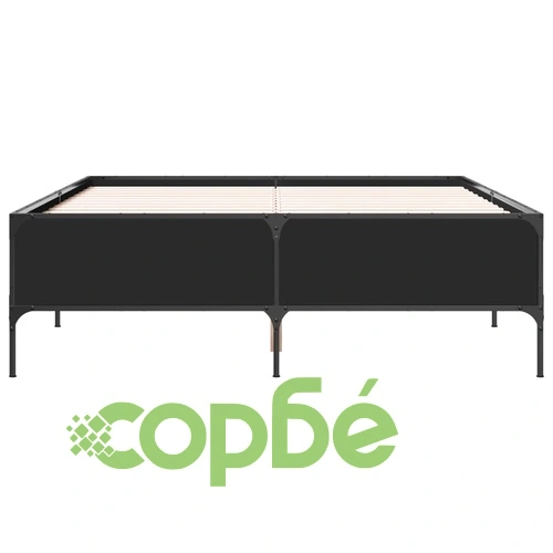 Рамка за легло, черна, 140x190 см, инженерно дърво и метал ➤ топ цена ➤ sorbe.bg
