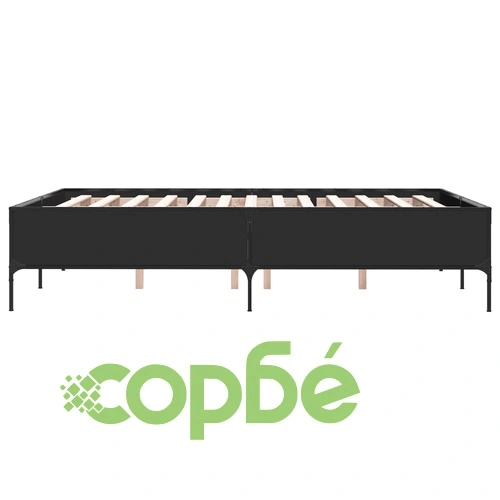 Рамка за легло, черна, 140x190 см, инженерно дърво и метал ➤ топ цена ➤ sorbe.bg