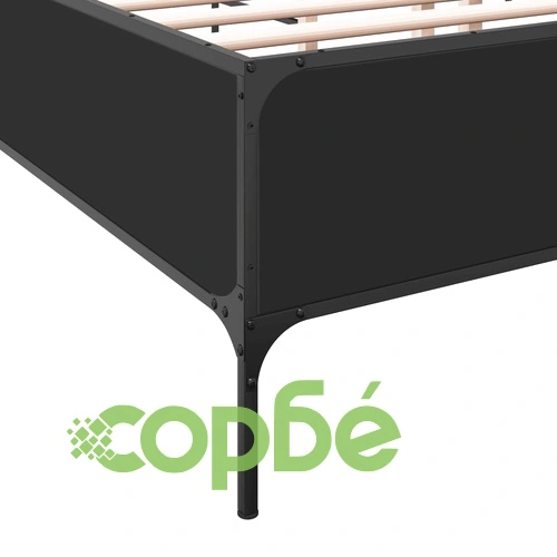 Рамка за легло, черна, 140x190 см, инженерно дърво и метал ➤ топ цена ➤ sorbe.bg
