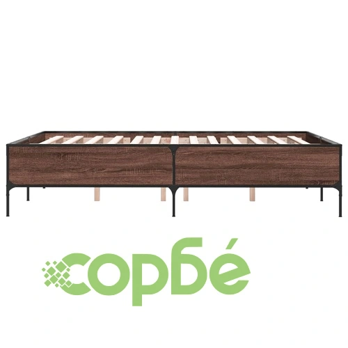 Рамка за легло, кафяв дъб, 140x190 см, инженерно дърво и метал ➤ топ цена ➤ sorbe.bg