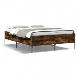 Рамка за легло, опушен дъб, 135x190 см, инженерно дърво и метал