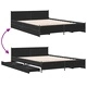 Рамка за легло с чекмеджета, черна, 160x200 см, инженерно дърво