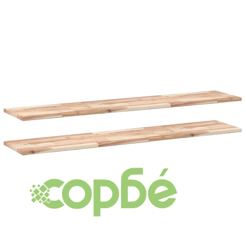 Плаващ рафт 2 бр 160x30x2 см необработено дърво акация масив ➤ топ цена ➤ sorbe.bg