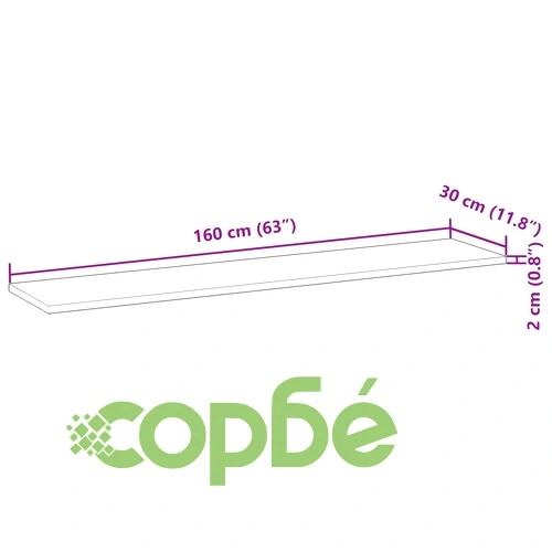 Плаващ рафт 2 бр 160x30x2 см необработено дърво акация масив ➤ топ цена ➤ sorbe.bg