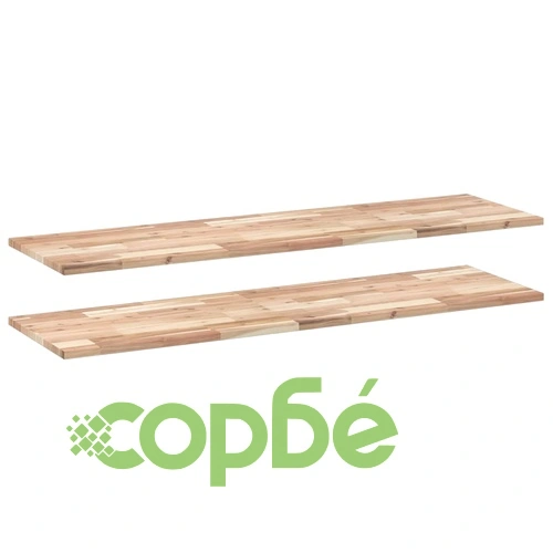 Плаващ рафт 2 бр 120x40x2 см необработено дърво акация масив ➤ топ цена ➤ sorbe.bg