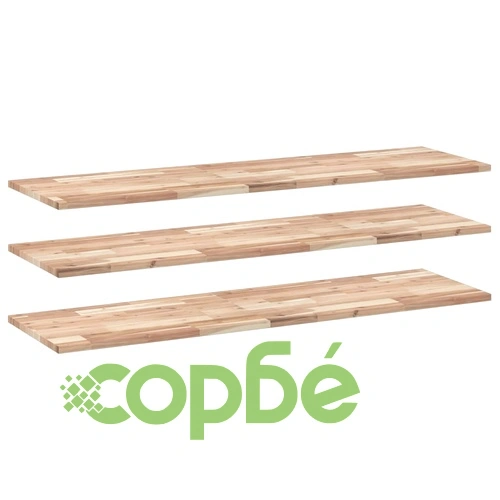 Плаващ рафт 3 бр 140x40x2 см необработено дърво акация масив ➤ топ цена ➤ sorbe.bg