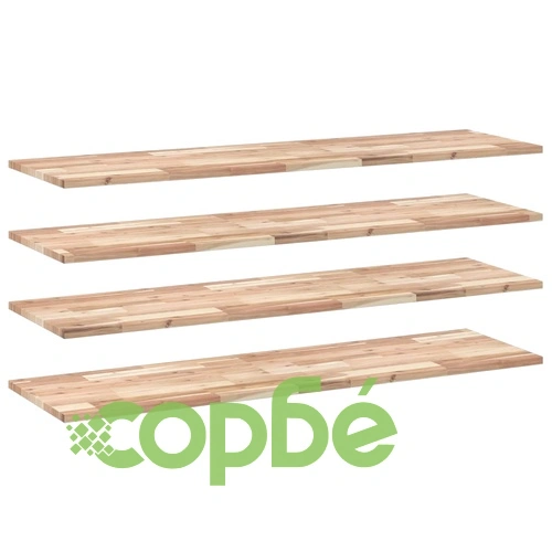 Плаващ рафт 4 бр 140x40x2 см необработено дърво акация масив ➤ топ цена ➤ sorbe.bg