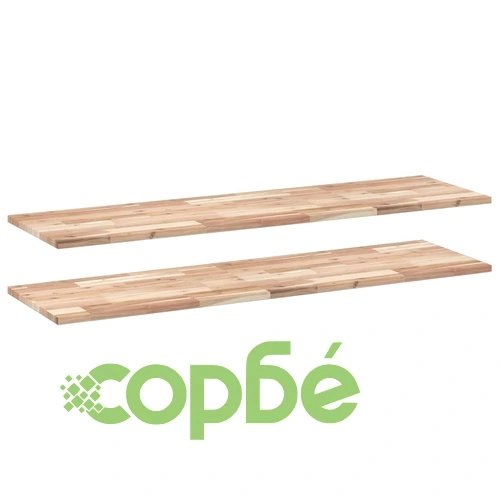 Плаващ рафт 2 бр 160x40x2 см необработено дърво акация масив ➤ топ цена ➤ sorbe.bg