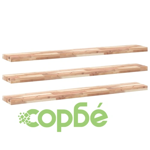 Плаващ рафт 3 бр 160x20x4 см необработено дърво акация масив ➤ топ цена ➤ sorbe.bg