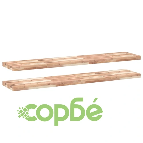 Плаващ рафт 2 бр 160x30x4 см необработено дърво акация масив ➤ топ цена ➤ sorbe.bg