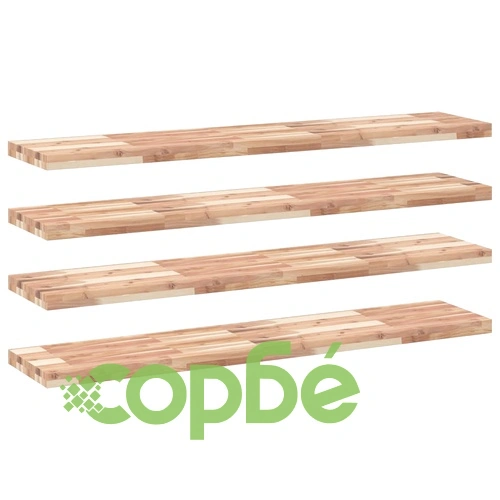 Плаващ рафт 4 бр 160x30x4 см необработено дърво акация масив ➤ топ цена ➤ sorbe.bg