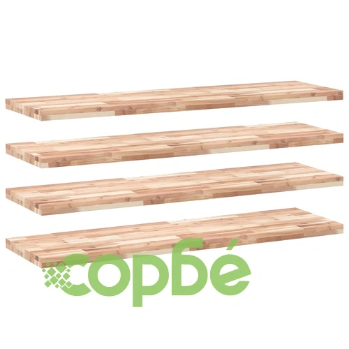 Плаващ рафт 4 бр 120x40x4 см необработено дърво акация масив ➤ топ цена ➤ sorbe.bg