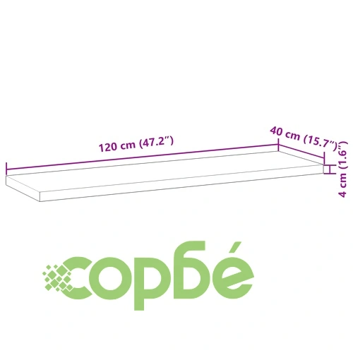 Плаващ рафт 4 бр 120x40x4 см необработено дърво акация масив ➤ топ цена ➤ sorbe.bg
