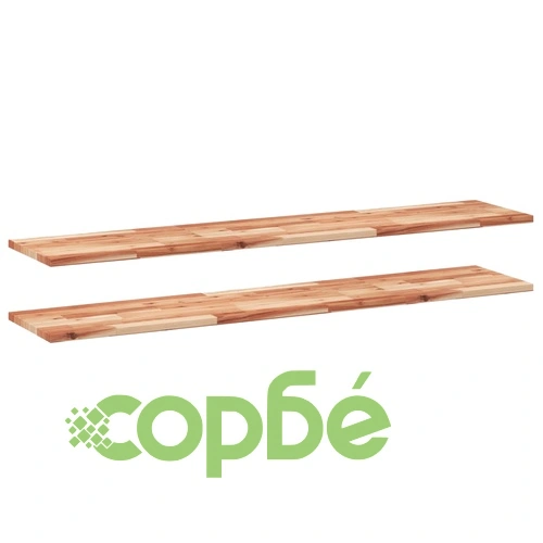 Плаващ рафт, 2 бр, 160x30x2 см, маслен финиш, акация масив ➤ топ цена ➤ sorbe.bg