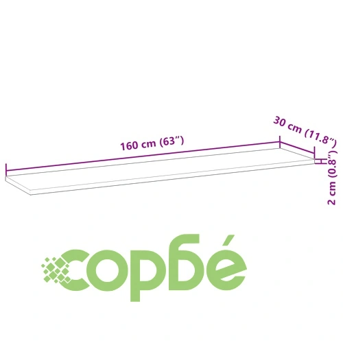 Плаващ рафт, 2 бр, 160x30x2 см, маслен финиш, акация масив ➤ топ цена ➤ sorbe.bg