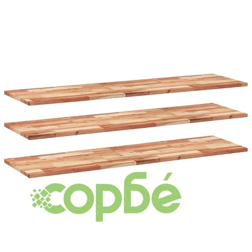 Плаващ рафт, 3 бр, 140x40x2 см, маслен финиш, акация масив ➤ топ цена ➤ sorbe.bg