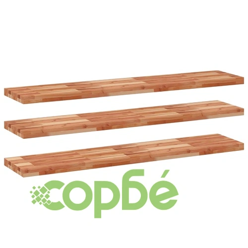 Плаващ рафт, 3 бр, 140x30x4 см, маслен финиш, акация масив ➤ топ цена ➤ sorbe.bg