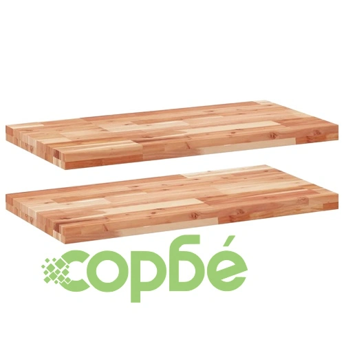 Плаващ рафт, 2 бр, 100x40x4 см, маслен финиш, акация масив ➤ топ цена ➤ sorbe.bg