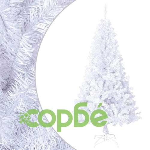 Изкуствена коледна елха с гъсти клонки, бяла, 120 см, PVC ➤ топ цена ➤ sorbe.bg