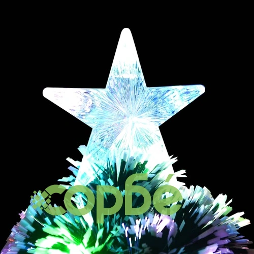 Готова осветена коледна елха зелено и бяло 64 см оптично влакно ➤ топ цена ➤ sorbe.bg