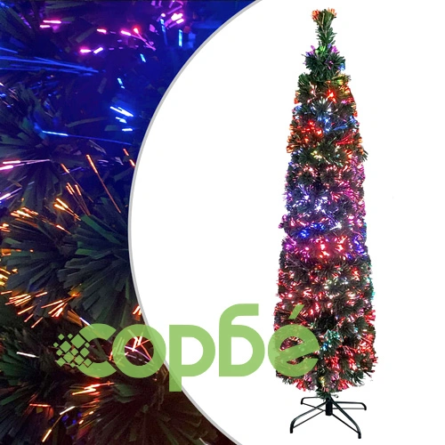 Изкуствена тънка коледна елха със стойка 180 см оптично влакно ➤ топ цена ➤ sorbe.bg