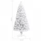 Изкуствена коледна елха с LED, бяла, 64 см, оптично влакно