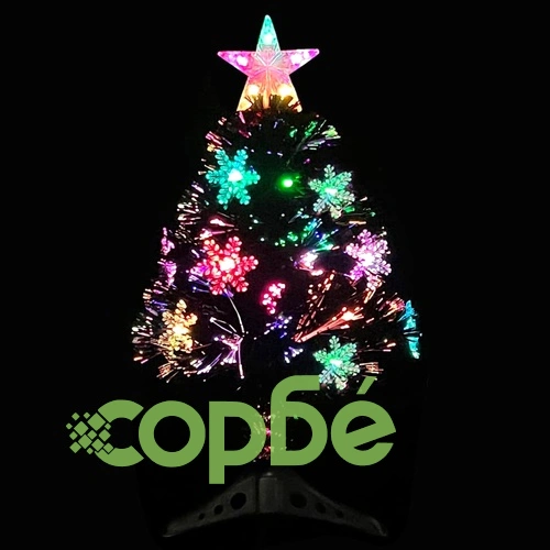 Коледна елха с LED снежинки, черна, 64 см, оптично влакно ➤ топ цена ➤ sorbe.bg