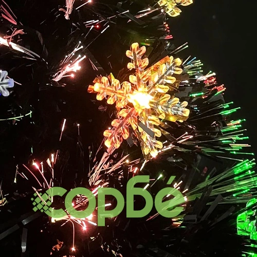 Коледна елха с LED снежинки, черна, 64 см, оптично влакно ➤ топ цена ➤ sorbe.bg