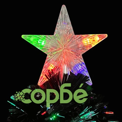 Коледна елха с LED снежинки, черна, 64 см, оптично влакно ➤ топ цена ➤ sorbe.bg
