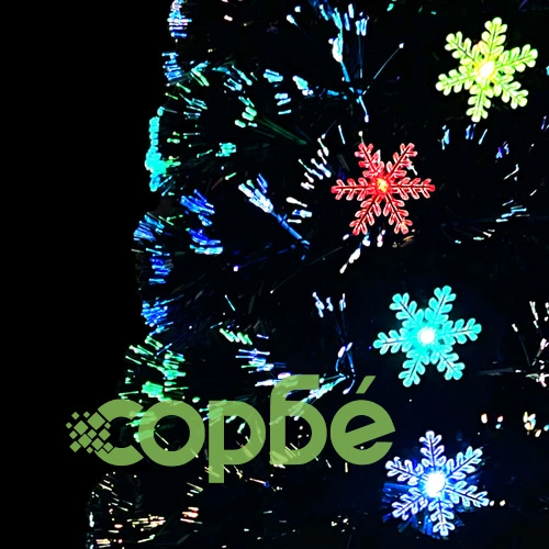 Коледна елха с LED снежинки, черна, 180 см, оптично влакно ➤ топ цена ➤ sorbe.bg