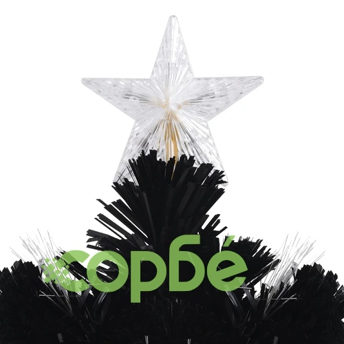 Коледна елха с LED снежинки, черна, 210 см, оптично влакно ➤ топ цена ➤ sorbe.bg