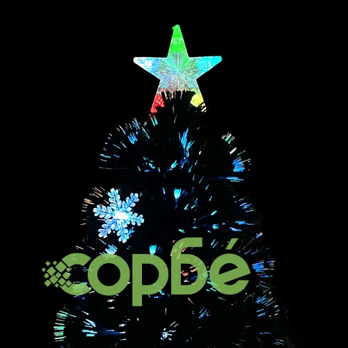 Коледна елха с LED снежинки, черна, 240 см, оптично влакно ➤ топ цена ➤ sorbe.bg