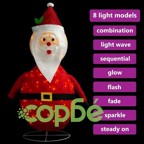 Декоративна фигура на Дядо Коледа с LED, лукс, плат, 90 см ➤ топ цена ➤ sorbe.bg