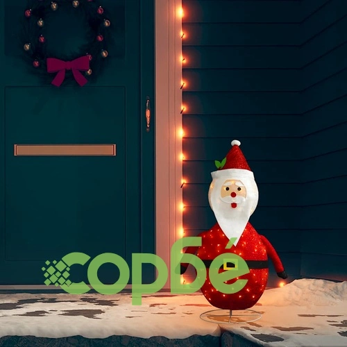 Декоративна фигура на Дядо Коледа с LED, лукс, плат, 90 см ➤ топ цена ➤ sorbe.bg