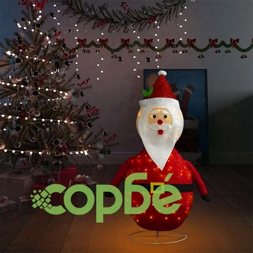 Декоративна фигура на Дядо Коледа с LED, лукс, плат, 120 см ➤ топ цена ➤ sorbe.bg